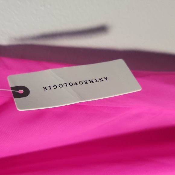 NWT Anthropologie Sheer Paneled Midi Dress, Size 00, Neon Berry, - Picture 7 of 11